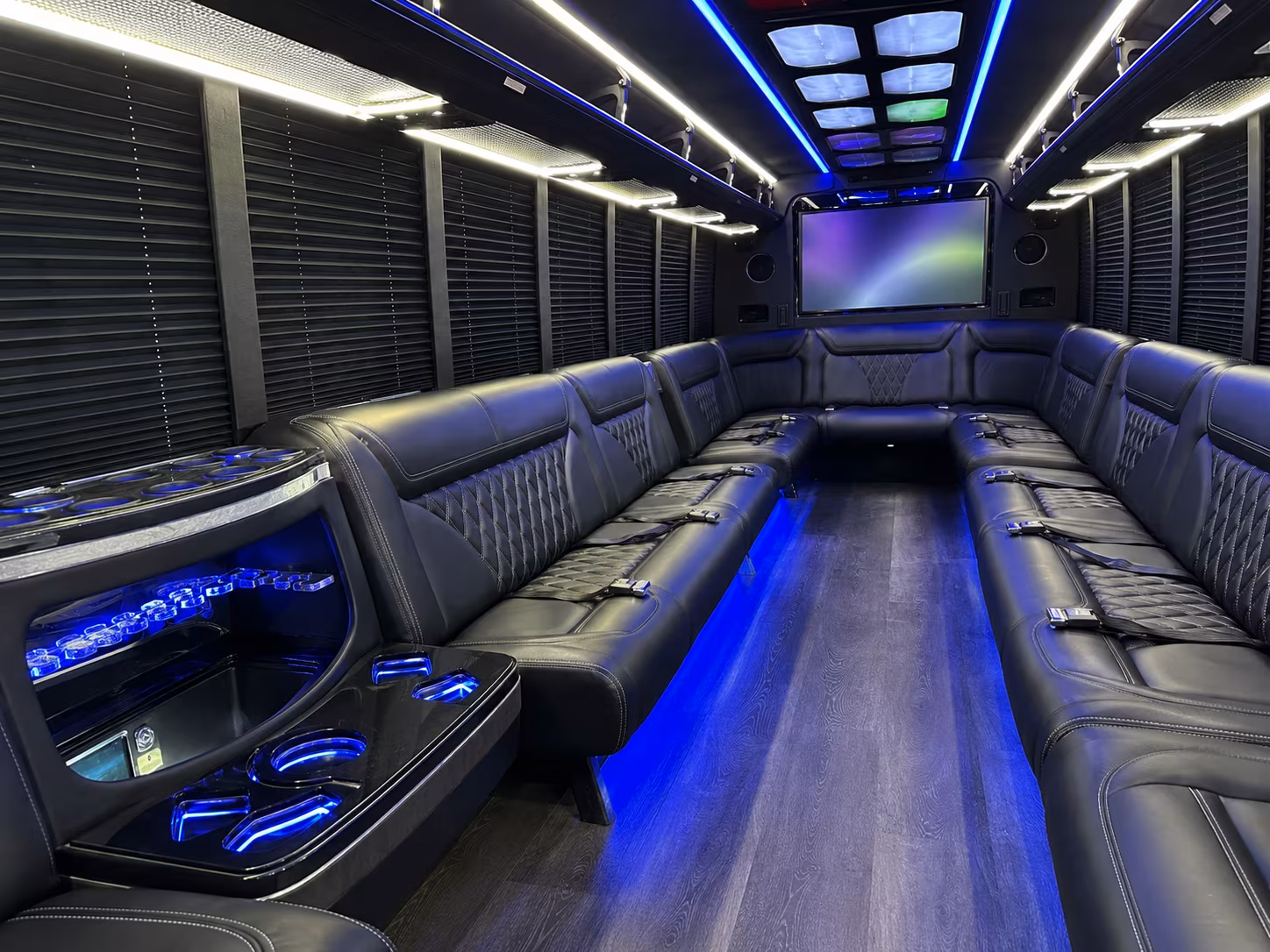 napa 20 passenger party bus inside