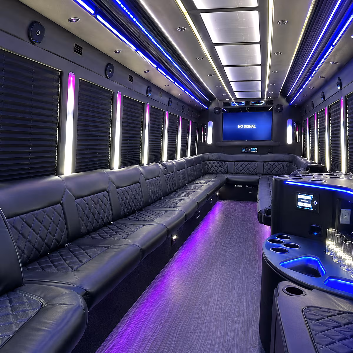 napa 30 passenger party bus inside